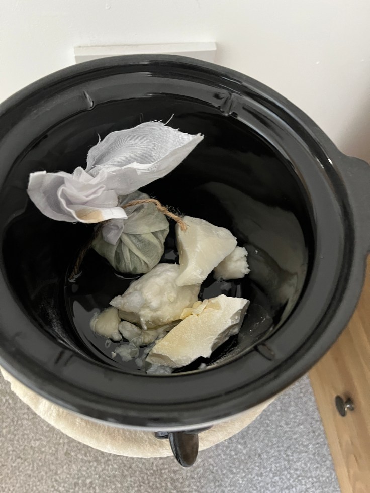 Raw ingredients in the crockpot